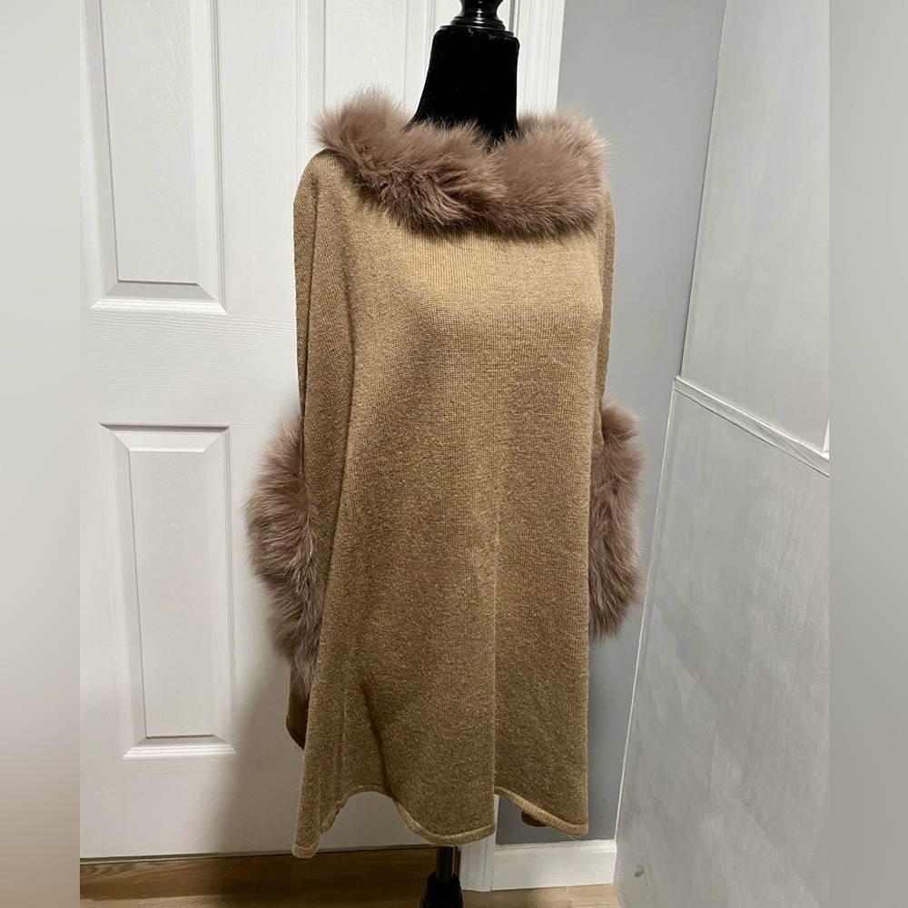 Neiman Marcus Faux Fur Poncho